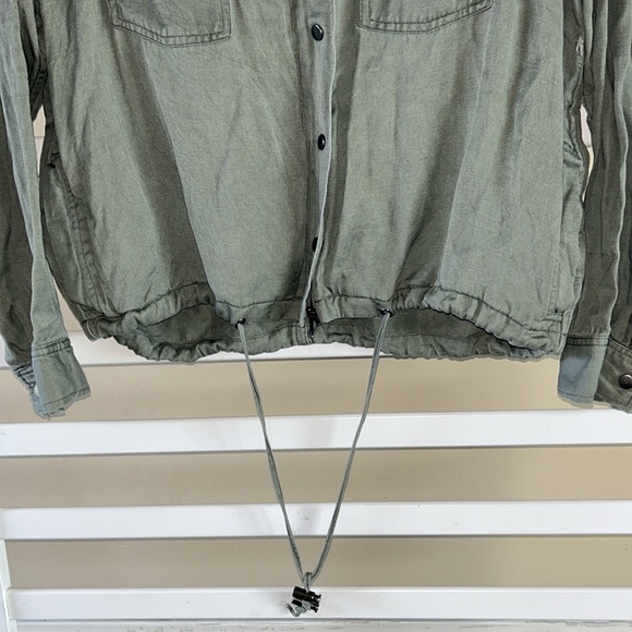 Rails Jacket Collins Olive Green Full Zip Snap Military Utility Linen Blend - Picture 3 of 15